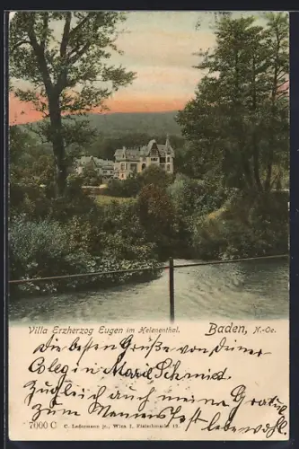 AK Baden bei Wien, Helenenthal, Villa Erzherzog Eugen