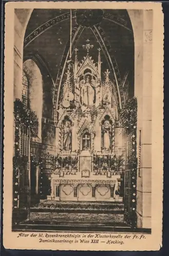 AK Wien, Hacking, Altar der heiligen Rosenkranzkönigin in der Klosterkapelle der Fr. Fr. Dominikanerinnen