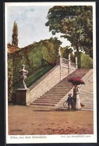 Künstler-AK Wien, Mutter mit ihrem Kind im Belvedere