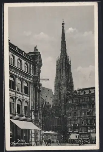 AK Wien, Stephansdom mit Geschäften