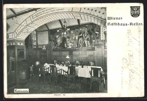 AK Wien, Restaurant Rathaus-Keller, Ratsstube, Innenansicht