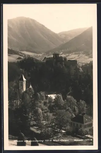 AK Breitenstein /N.-Oe., Klamm am Semmering, Ortspartie mit Burg