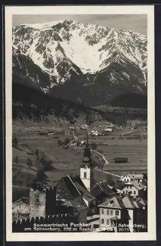 AK Puchberg am Schneeberg, Kirche mit Feldweg, Schneeberg