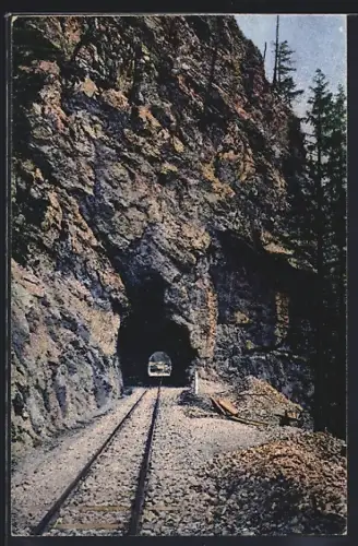 AK Annaberg, Mariazeller-Bahn fährt durch Felsdurchstich