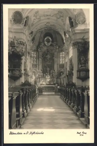 AK Dürnstein a. D., Stiftskirche, Innenansicht