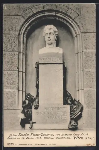 AK Wien, Theodor Körner-Denkmal Döblinger Hauptstrasse, Enthüllung 29.10.1905