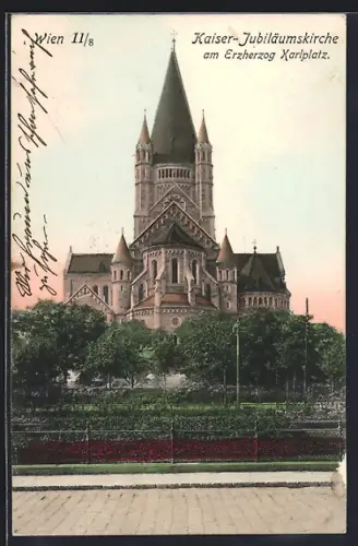 AK Wien, Kaiser-Jubiläumskirche am Erzherzog Karlplatz