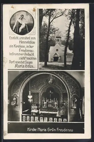 AK Wien, Kirche Maria Grün in der Freudenau, Innenansicht