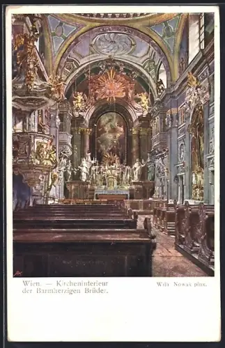 Künstler-AK Brüder Kohn (B.K.W.I) Nr.899 /4: Wien, Kircheninterieur der Barmherzigen Brüder
