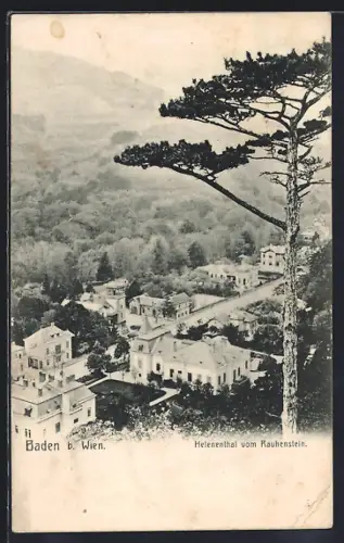 AK Baden b. Wien, Helenenthal vom Rauhenstein aus