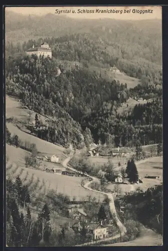 AK Gloggnitz, Blick ins Syrntal und auf Schloss Kranichberg