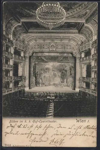 AK Wien, Bühne im k. k. Hof-Operntheater, Innenansicht