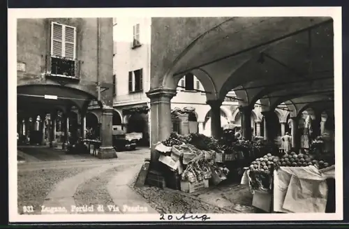 AK Lugano, Portici di Via Pessina, Obststände