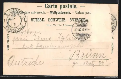 AK Basel, Wettsteinbrücke mit Strassenbahn