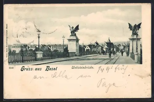 AK Basel, Partie auf der Wettsteinbrücke