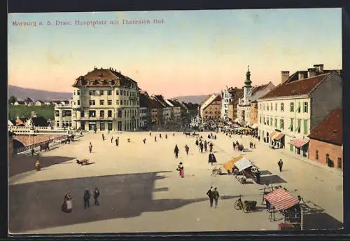 AK Marburg a. d. Drau, Hauptplatz mit Theresien-Hof
