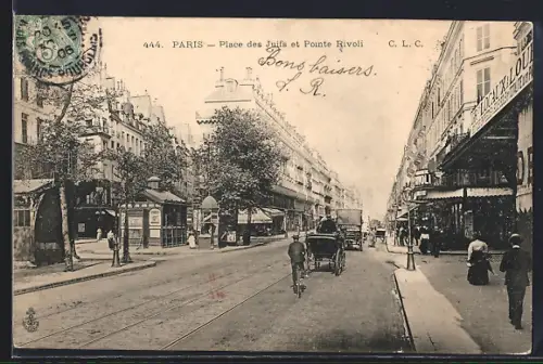 AK Paris, Place des Juifs et Pointe Rivoli