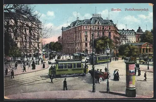 AK Berlin-Tiergarten, Potsdamerplatz mit Strassenbahn