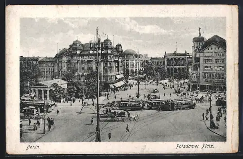 AK Berlin, Potsdamer-Platz, Strassenbahn