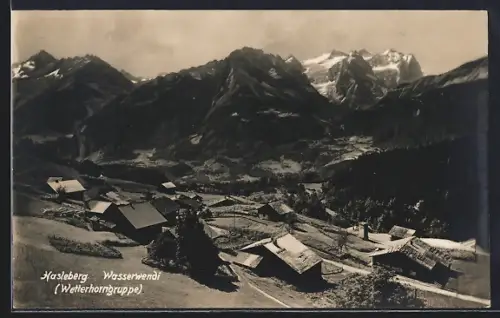 AK Hasliberg-Wasserwendi, Ortsansicht mit Wetterhorngruppe