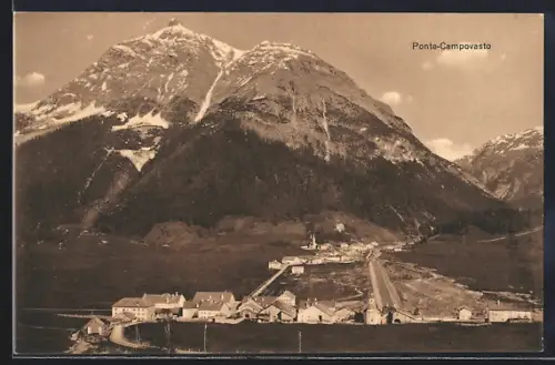 AK Ponte-Campovasto, Ortsansicht mit Alpengipfeln