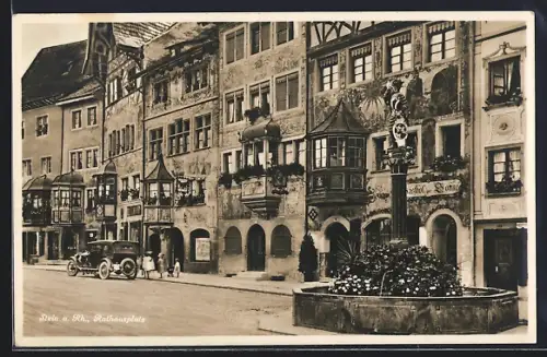 AK Stein am Rhein, Rathausplatz mit Gasthof zur Sonne