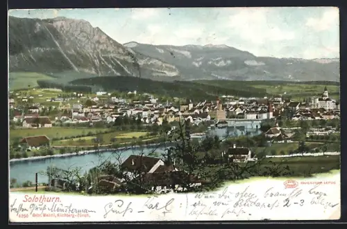 AK Solothurn, Ortsansicht mit Bergkulisse