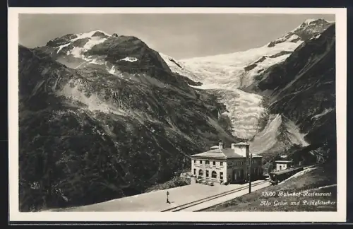 AK Alp Grüm, Bahnhof mit Restaurant, Palügletscher