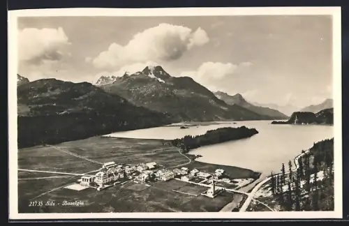 AK Sils-Baselgia, Blick aus der Vogelschau auf den Ort