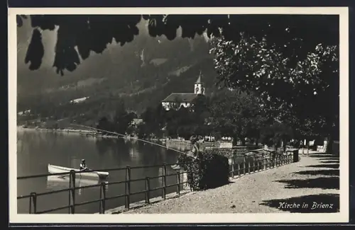 AK Brienz, Uferpartie mit Kirche