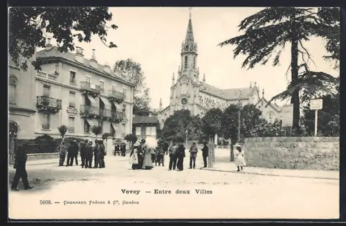 AK Vevey, Ortspartie an der Kirche