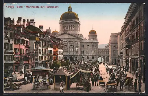 AK Bern, Marktplatz mit Parlament