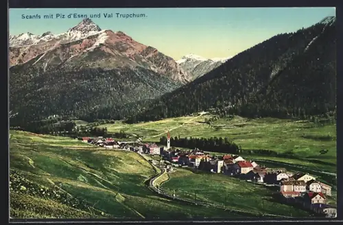 AK Scanfs, Totalansicht mit Piz d`Esen und Val Trupchum