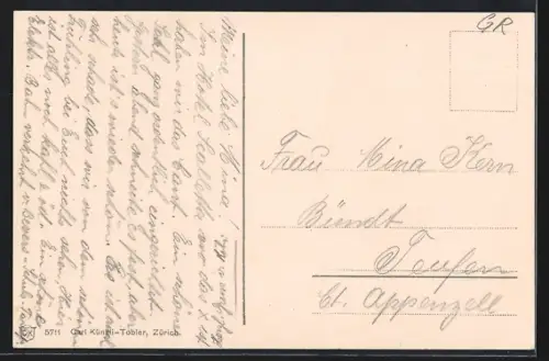 AK Scanfs, Totalansicht mit Piz d`Esen und Val Trupchum