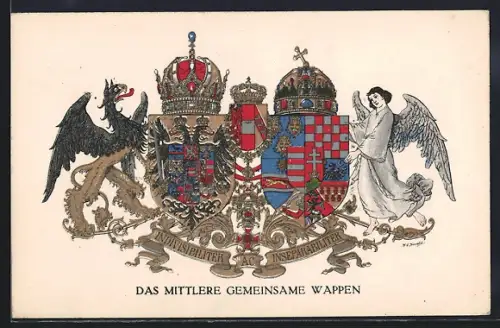 AK Das Mittlere Gemeinsame Wappen von Österreich, Rotes Kreuz