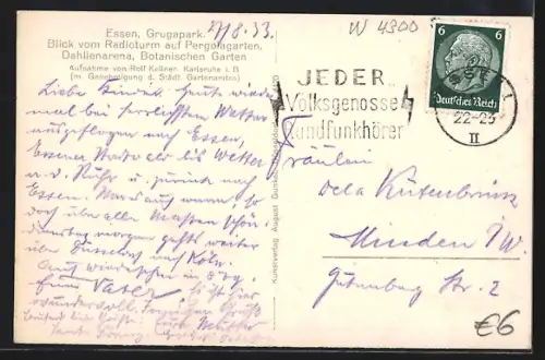 AK Essen, Grugapark, Blick vom Radioturm