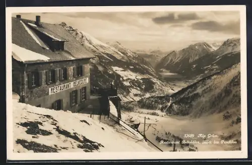AK Alp Grüm, Restaurant Belvedere, Blick ins Puschlav
