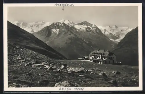 AK Muottas Muragl, Hotel Muottas Kulm mit Berninangruppe
