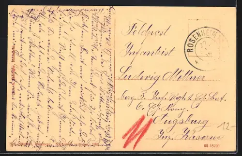 AK Rosenheim / Bayern, Prot. Kirche mit Kriegerdenkmal