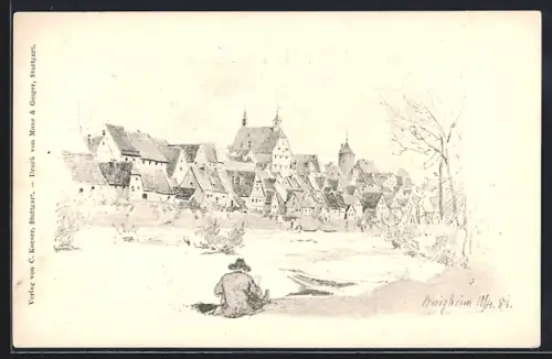 Künstler-AK Besigheim, Panorama