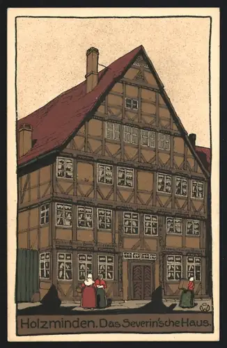 Steindruck-AK Holzminden, Das Severin`sche Haus