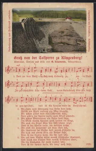 AK Klingenberg / Sachsen, Talsperre mit Liedtext
