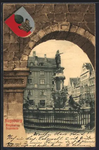 AK Augsburg, Blick zum Augustusbrunnen