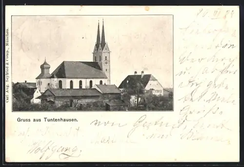 AK Tuntenhausen, Ortsansicht mit Kirche