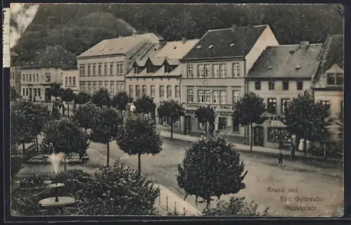 AK Bad Gottleuba, Marktplatz mit Colonialwarengeschäft