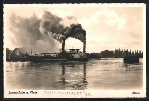 AK Germersheim a. Rhein, Rheinschifffahrt, Dampfschiff