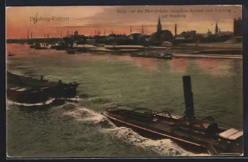 AK Duisburg-Ruhrort, Rheinblick zwischen Ruhrort und Homberg auf Homberg