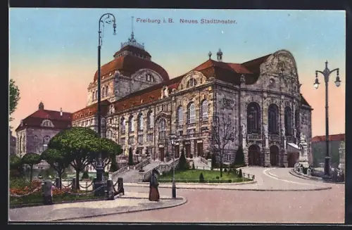 AK Freiburg i. B., Neues Stadttheater