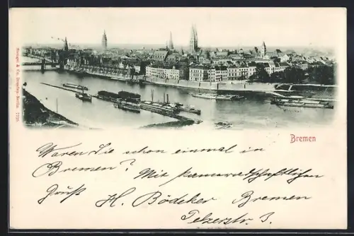 AK Bremen, Weserufer, Stadtpanorama