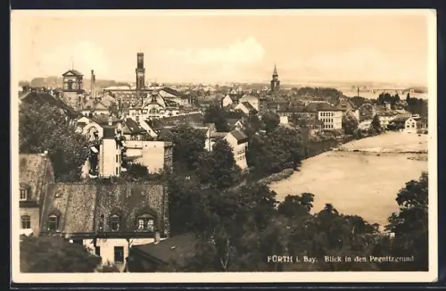 AK Fürth i. Bay., Blick in den Pegnitzgrund